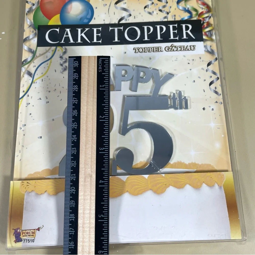 NWT Happy 25th Acrylic Mirrored Cake Topper